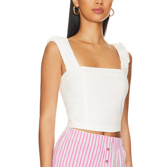 Free People cropped ASHLEY TANK TOP | Size L White, NEW N1 - Picture 3 of 8